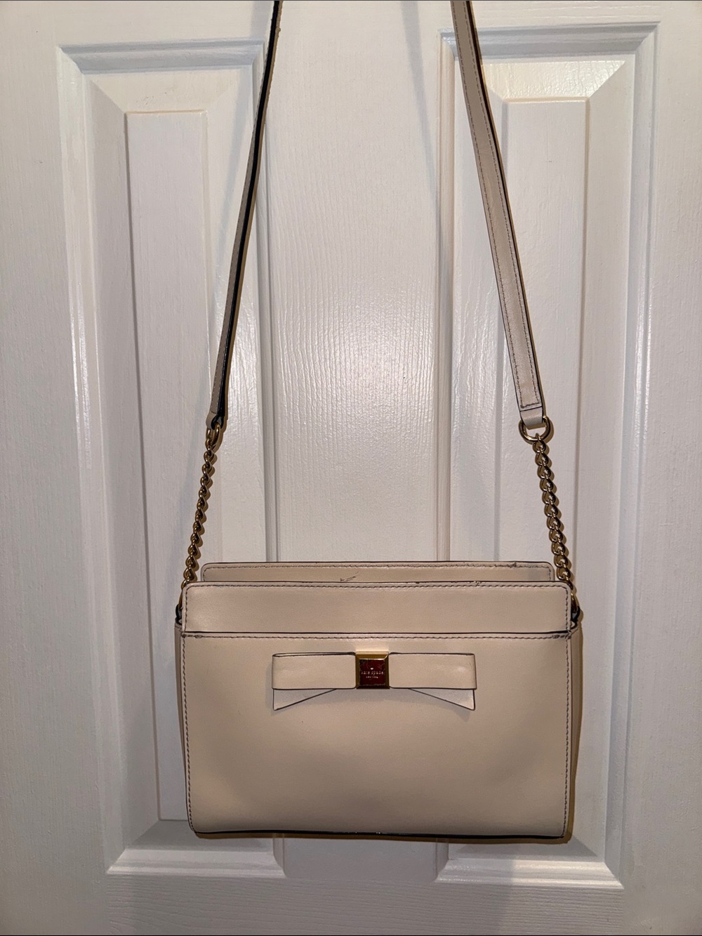 kate spade Cream Bow Crossbody with Gold Chain Strap